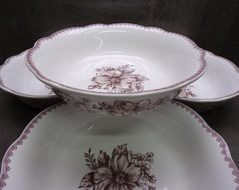 2606 Pioneer Woman Agatha Brown 7" Cereal / Soup Bowls Set of 4