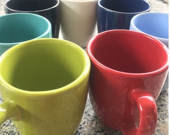 2408 Corelle Ceramic Stoneware 4" Solid Color Coffee Cups / Mugs 12 oz Great Condition Choose from List