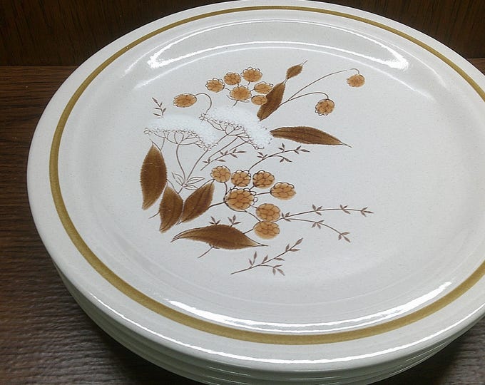 2501 Foliage #4141 Freezer to Oven Vintage Stoneware 10.75" Dinner Plates Set of 4 - Great Condition
