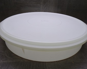 2606 Vintage Tupperware 13" Clear Frosted Round Container with Lid