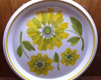 2507 Mikasa Spring Morning 12.5" Vintage Yellow & Green Floral Ironstone Platter Made in Japan - Great Condition