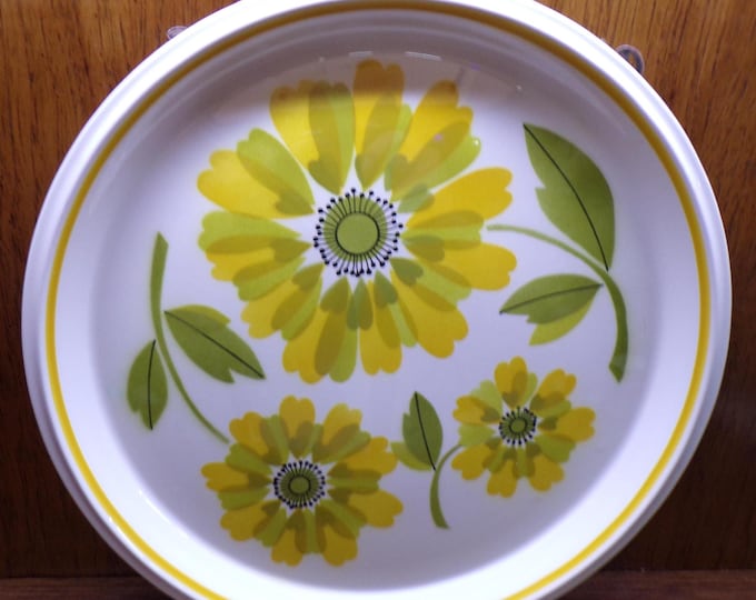 2507 Mikasa Spring Morning 12.5" Vintage Yellow & Green Floral Ironstone Platter Made in Japan - Great Condition