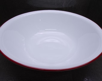 2606 Corelle 10.25" Mixing Serving Bowl White with Crimson Red Rim