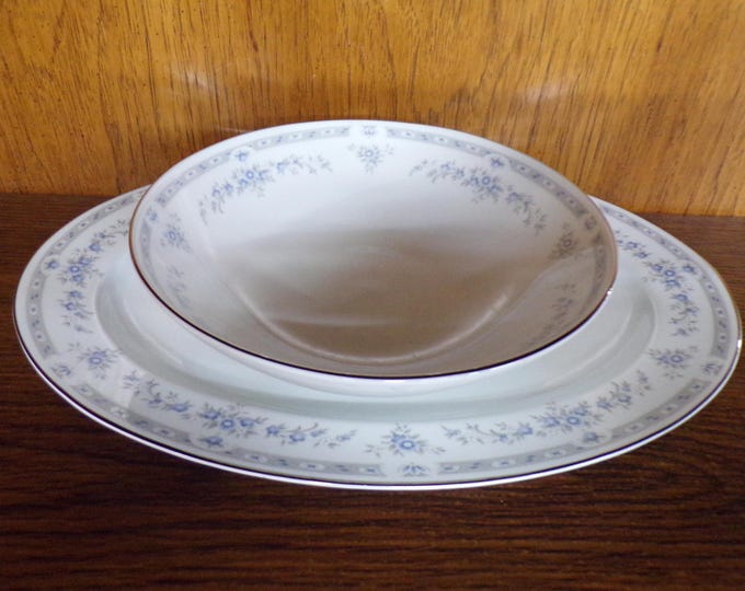 2505 Imoco Bradford #6378 Fine China Gray Blue Floral Dinnerware -Great Condition Choose From List: