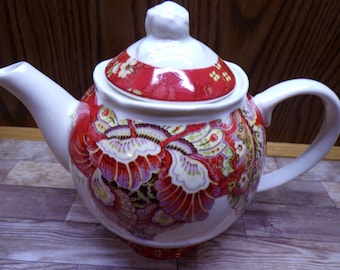 2509 222 Fifth Gabrielle Red 7" Tall Teapot - Great Condition