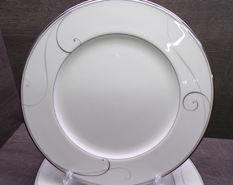 2608 Noritake Platinum Wave #9317 Vintage Fine China 10.75" Dinner Plates Set of 3 Platinum Rim