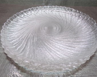 2602 Arcoroc Seabreeze Swirl Vintage Tempered Glass 7.5" Salad / Snack Plates Set of 6