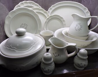 2608 Pfaltzgraff Remembrance Heirloom Gray & White Floral Stoneware - Choose from List: