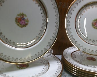 2408 La C'ebone Warranted 22 kt Gold Fine China French Romantics Dinnerware - Choose from List: