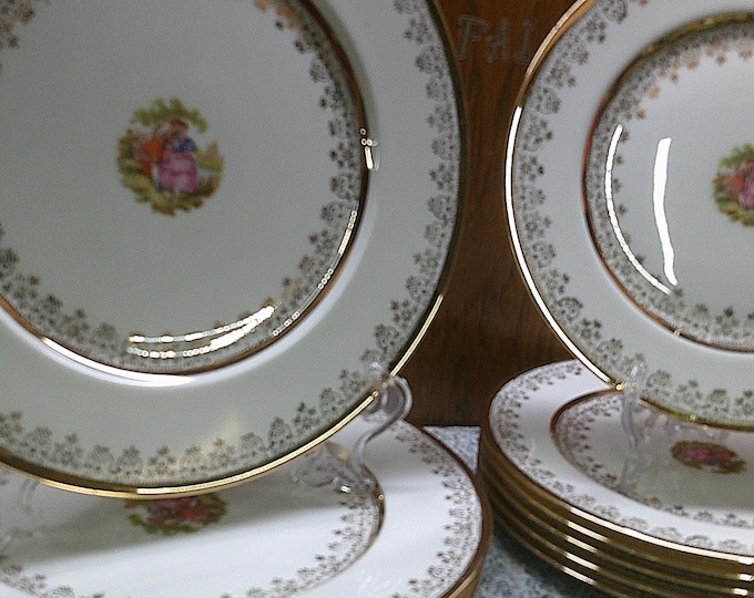 2408 La C'ebone Warranted 22 kt Gold Fine China French Romantics Dinnerware- Good Condition Light Wear - Choose from List: