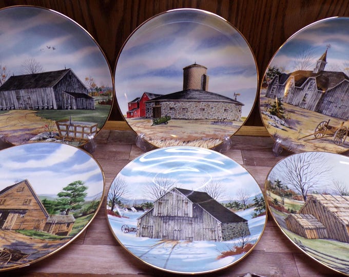 2509 Franciscan Porcelain Vintage 1983 The Vanishing American Barn Collector Plates Set of 6 by Harris Hien THPM - Excellent Condition
