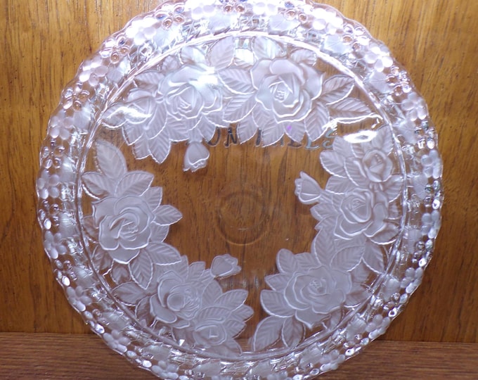 2503 Studio Nova 13" Winter Rose WY051/310 Vintage Cake Plate Platter - Embossed Frosted Roses - Great Condition in Original Box