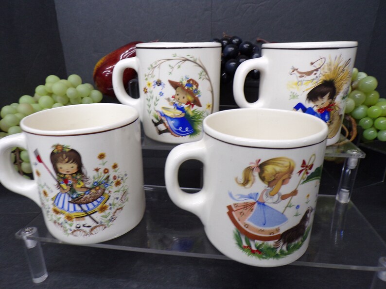 2305 Arklow Ireland Ceramic Children's Nursery Rhymes Mugs Vintage 1960