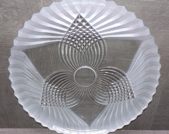 2606 Indiana Colony Glass Rosetta Clear & Frosted Floral 12" Vintage Serving Platter