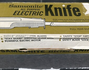 2403 Samsonite Vintage Electric Carving Knife Model 1040 White - Works Great