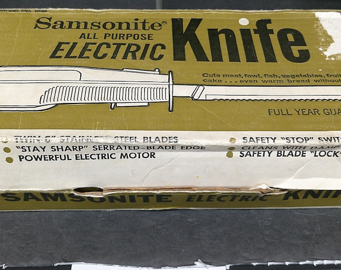 2403 Samsonite Vintage Electric Carving Knife Model 1040 White - Works Great