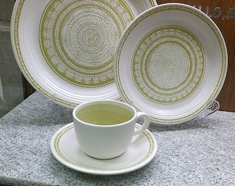 2405 Franciscan Hacienda Green Earthenware Stoneware Hand-Crafted Vintage Stoneware Made in California- Great Condition Some Marks on Bottom
