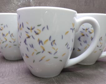 2607 Corelle Coordinates Autumn Dance Confetti 4.25" 12 oz Porcelain Coffee Mugs Set of 4