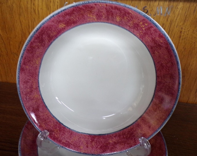2505 Sakura Malaga Vintage 1995 7.5" Stoneware Soup Bowls Set of 4 by Sue Zipkin - Good Condition Very Little Wear