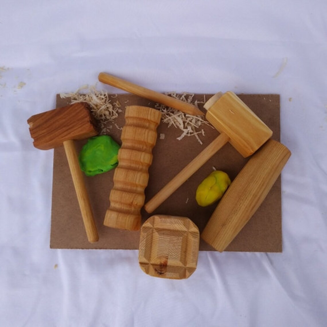 Play Dough Wooden Tools Set with Mats Etsy