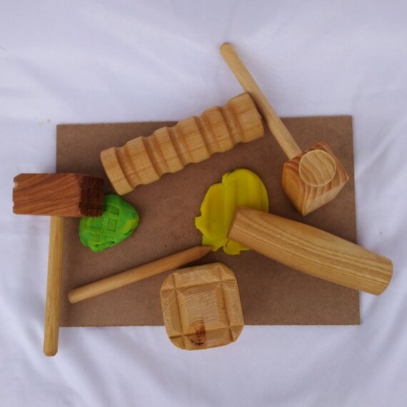 Play Dough Wooden Tools Set with Mats Etsy