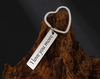Stainless Steel Heart Keychain | Custom Engraved Personalized Gifts for Him, Mom, Best Friend | Birthday Gift for Girlfriend