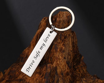 Personalized Keyring, Personalized Keychain,Gift for Christmas ,Engraved Key ring, Engraved Keychain,Stainless keychain, Drive Safe Keychain