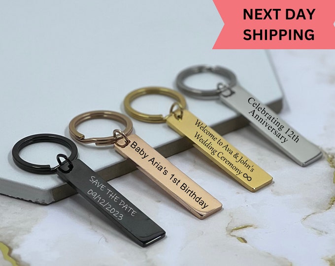 Stainless Steel Keychain, Custom Engraved Key Chain, Personalized Gifts for Him, Best Friend Gifts , Gifts for Dad , Birthday Gift Boyfriend