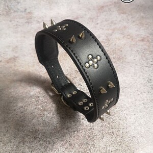 Bestia Gold Giant Hundehalsband – 6,3 Cm Breit, Aus Weichem Leder Mit Spikes, Für Große Hunde Wie Rottweiler & Dobermann