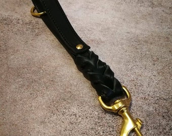 Short Leather Dog Lead, Braided Leather Dog Lead, Short Leather 15 in Braided Lead for Large Dogs