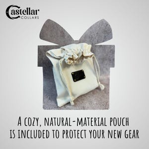 May include: A cream-coloured drawstring pouch made from natural material, presented as a gift. The pouch has a small black label with a logo. The text reads: "A COZY, NATURAL-MATERIAL POUCH IS INCLUDED TO PROTECT YOUR NEW GEAR."