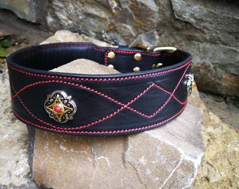 Western Style Dog Collar Leather Dog Collar Western Collar with Concho Dog Collar Custom Western Leather Dog Collar Handmade Dog Collar