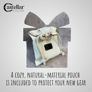 May include: A natural-material pouch with a drawstring closure, presented as a gift. The pouch has a small black label with a logo. The text reads: "A COZY, NATURAL-MATERIAL POUCH IS INCLUDED TO PROTECT YOUR NEW GEAR."