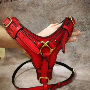 Red Leather Dog Harness