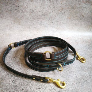 Multifunktionale Leder-Hundeleine, Mehrzweck-Hundeleine aus echtem Leder, Multimode-Leder-Hundeleine, Hundetrainingsleine, 6-Wege-Hundeleine