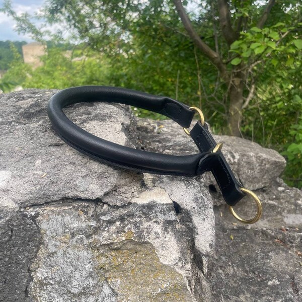 Dog Slip Rolled Leather Collar Etsy