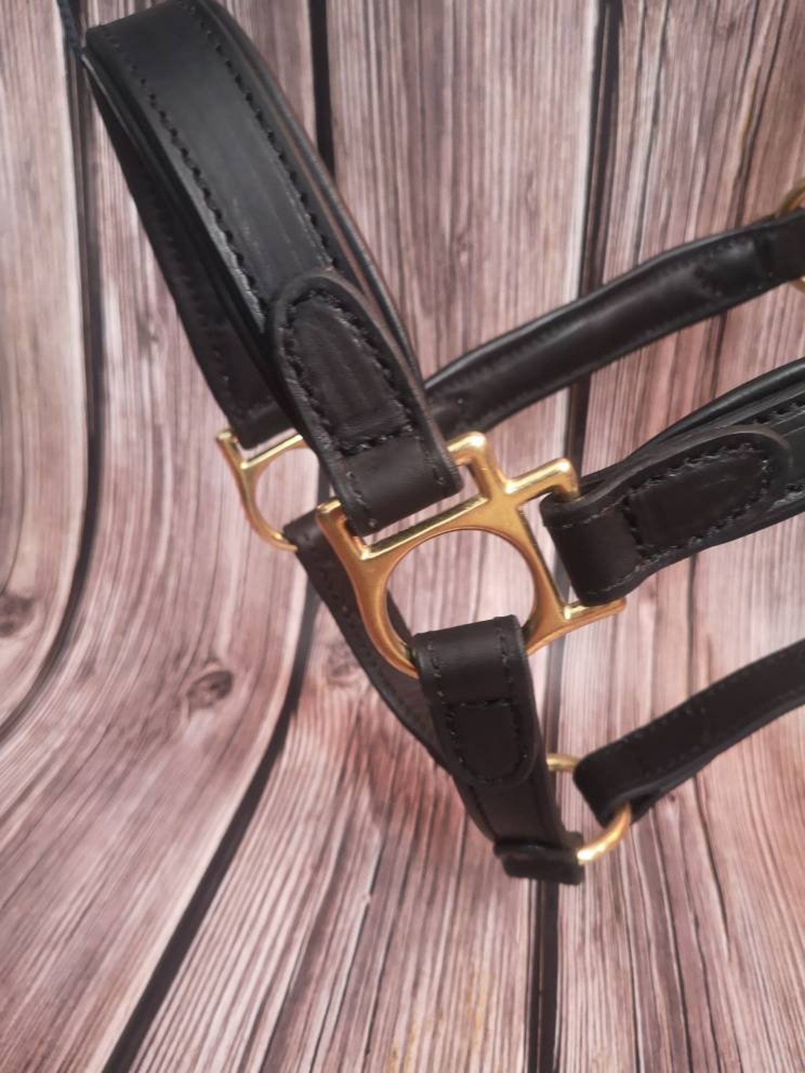 Custom Name Leather Horse Halter With Engraved Golden Etsy