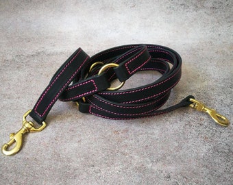 Multifunctional Thick Leather Leash, Adjustable Dog Leash, 1 in wide heavy duty dog leash, 2.5 cm wide training leash, Hands free dog leash