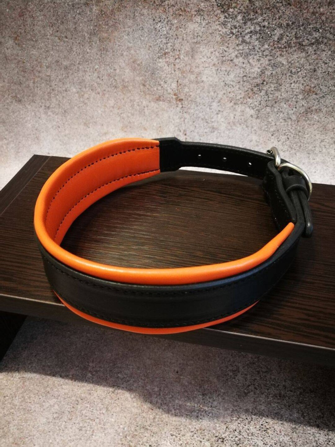 Soft Padded Orange Leather Dog Collar Etsy