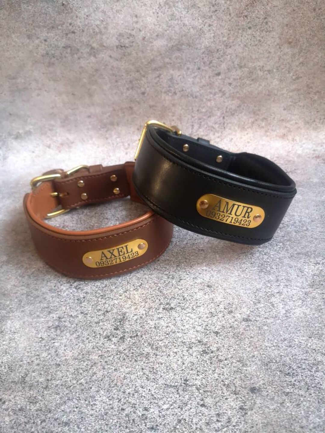 Leather Dog Collar Personalized Dog Collar With Name Plate Leather