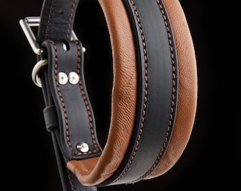 Super Soft Leather Dog Collar Padded, Comfortable Dog Collar Soft Leather, Wide Dog Collar Brown Leather Collar for Dog, Quality Dog Collar