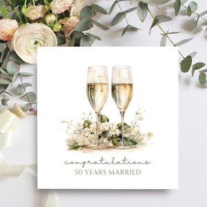 Carte de mariage de 50 ans de félicitations, carte d'anniversaire de mariage en or pour parents, grands-parents, frère, soeur ou amis