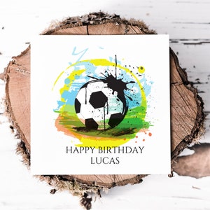 Carte d'anniversaire personnalisée sur le thème du football, carte d'anniversaire pour garçon avec nom et design football, carte pour fan de football, anniversaire de fils ou de petit-fils