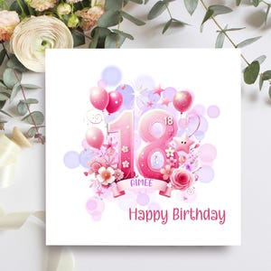 Biglietto di auguri personalizzato per il 18° compleanno per figlia, nipote, nipote, grazioso biglietto ricordo per il suo diciottesimo compleanno