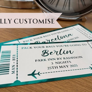 Billet décoratif personnalisé pour les Fêtes, Révélation surprise des Fêtes, Bon week-end, Chèque-cadeau pour une destination, Billet métallique