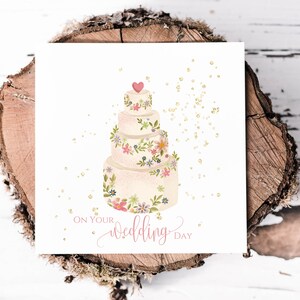 Carte de mariage, carte sur le thème du gâteau de mariage pour les jeunes mariés, cadeaux de mariage