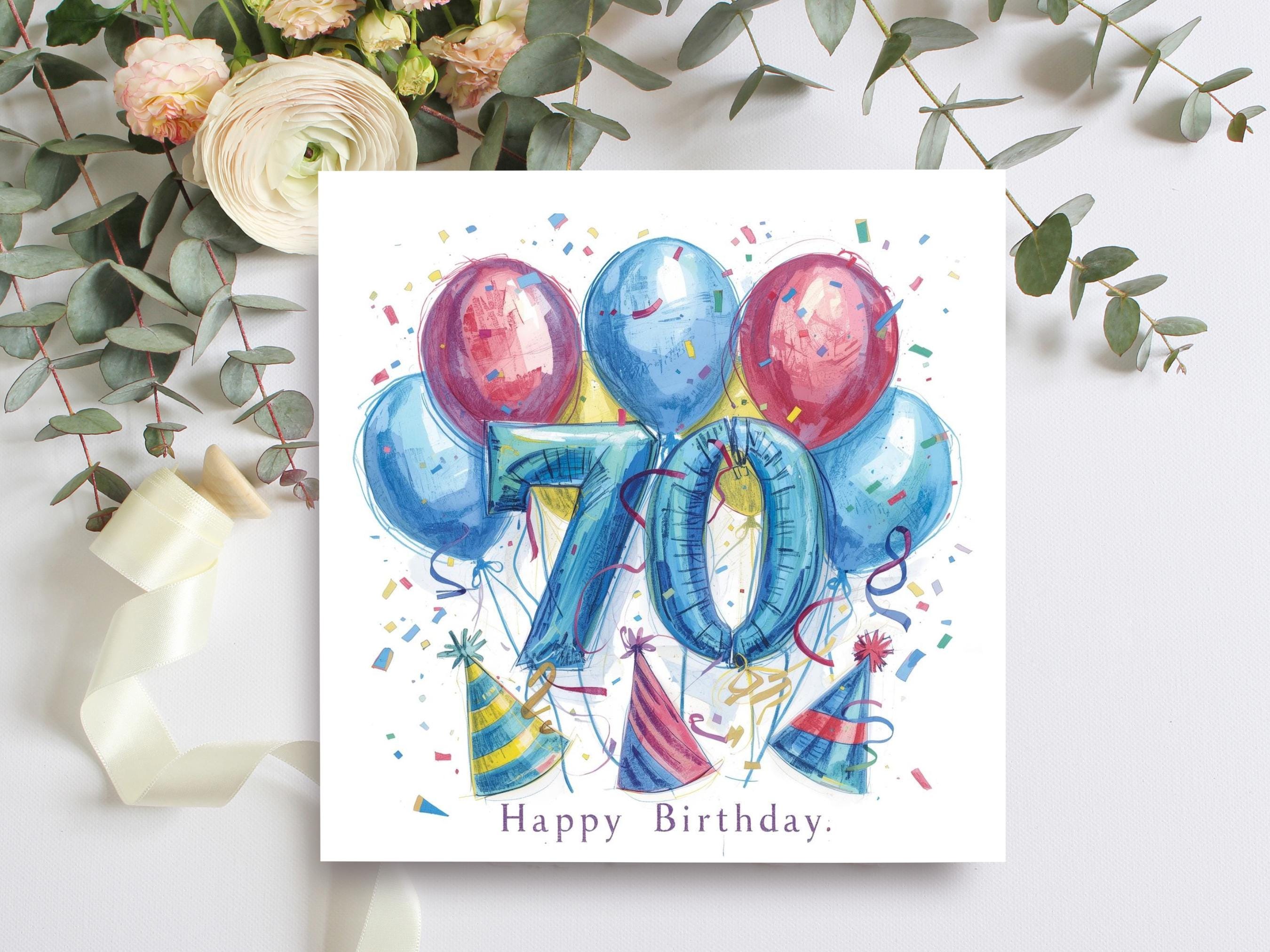 70th Birthday Card, Personalised Milestone Greeting Card for Him or Her ...