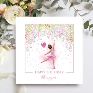 Carte d'anniversaire personnalisée ballerine pour fille, nièce ou petite-fille, jolie carte d'anniversaire souvenir pour petite fille aimant le ballet