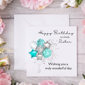 Carte d'anniversaire de soeur, joyeux anniversaire à une belle carte de soeur, vous souhaitant un anniversaire venteux