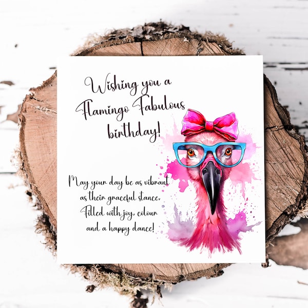 Gorgeous Flamingo Fabulous Birthday Card For Her Birthday, Bright Pink Fanciful Flamingo Perfect For Mum Sister, Friend